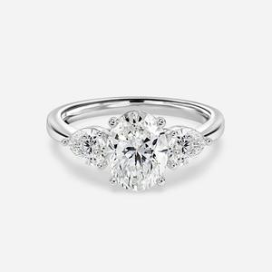 Bague en diamant cultivé en laboratoire ovale IGI Bague en diamant créée en laboratoire en or 14 carats pour mariage et bague de fiançailles ou bande - Product Image 3