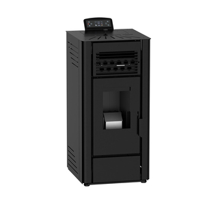Poêle à granulés de bois autoportant avec foyer, fenêtre de visualisation frontale, commande tactile, design moderne en fonte, chauffage intérieur, garantie 5 ans - Product Image 1