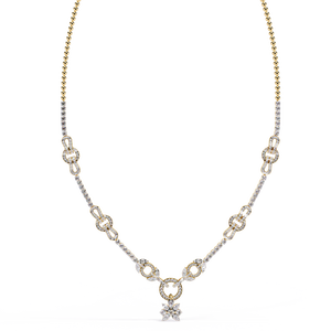 18K Gold Wedding <b>Necklace</b> with Lab Grown Round Diamond (Color <b>D</b>) for Women - Product Image 1