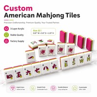 Ensemble de Mahjong Américain Moderne Grandmillennial 166 Tuiles Rose Vif Vert 3 Couches Acrylique NMJL Standard Jeu Social de Luxe
