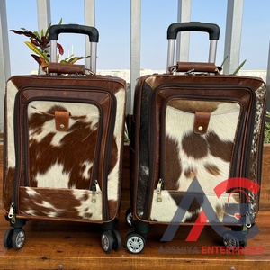Nouveau personnalisé en cuir de vachette hommes 14 pouces chariot bagages voyage valise bagages de haute qualité en cuir véritable bagages chariot sacs - Product Image 1