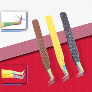 Pinzas de extensión de pestañas para pestañas de volumen Punta de fibra profesional Herramientas de pestañas de agarre de diamante disponibles en todos los colores - Product Image 2