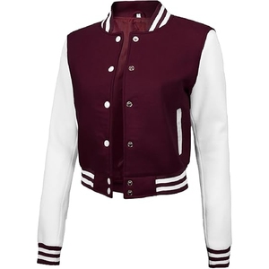 <b>Men</b> Classic mahroon and <b>White</b> Varsity <b>Jacket</b> Authentic Athletic Letterman Bomber with Striped Trim - Product Image 4