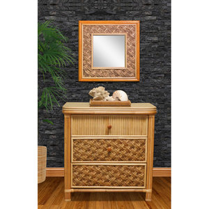 Mesita de noche moderna de mimbre/ratán de madera maciza de 26,5 pulgadas con carga inalámbrica inteligente para uso en apartamentos o hospitales - Product Image 2