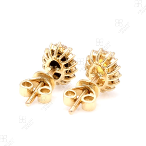 <strong>Source</strong> Factory Direct Supply Wholesale 14k 18K Natural Yellow Sapphire <strong>Studs</strong> Halo Earrings With Diamond 6x4MM Oval Cut Sapphire - Product Image 4