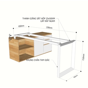 ขาตู้โต๊ะกาแฟแบบประกอบได้ รุ่น Trian II ขนาด 140x70 ซม. ดีไซน์อุตสาหกรรม HCTG017 พร้อมโครงเหล็กสามเหลี่ยม สำหรับโรงพยาบาล - Product Image 3