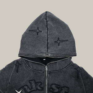 Sweat à capuche vintage de haute qualité 100% coton lavé à l'acide sweat à capuche lourd Streetwear 460g pull en détresse grande taille sweats à capuche - Product Image 3