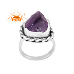 Anillo apilable de piedras preciosas de amatista en bruto Natural de plata esterlina más vendido, fabricante de joyas - Product Image 1
