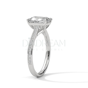 Anillo de compromiso de halo de diamante de moissanita de corte esmeralda con Plata de Ley 925, diseño personalizado, joyería de elegancia clásica - Product Image 5