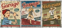 Lot de 3 affiches rétro modèle 1, matériau réutilisable et Durable qui maintient la Surface avec l'électricité statique