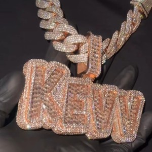 14K chapado en oro rosa 925 Plata Iced Hiphop rapero Real diamante colgante hombres finos colgantes para fiesta IGI diamante colgantes - Product Image 4