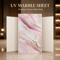 Panneau mural en PVC brillant rose doré MORLENX en onyx blanc rose UV pour salon, hôtel et décoration intérieure