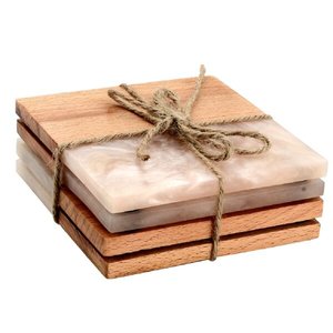 Top Quality Creative <b>Marble</b> Splicing Wooden <b>Coaster</b> Walnut Square <b>Coaster</b> Mango Custom <b>Marble</b> <b>Coaster</b> for Drinks and Tabletop - Product Image 3