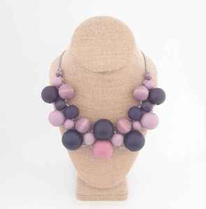 Collar de cuentas redondas de madera para boda, collar grueso de moda, de madera - Product Image 5