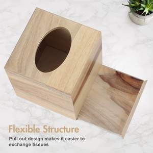 Caja de pañuelos de madera con logotipo personalizado, diseño cuadrado inferior deslizante para decoración del Hogar, baño, dormitorio, oficina, mesa de Cena, bodas - Product Image 3