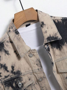 Veste en jean tie-dye pour homme, col montant, couleur/logo personnalisable, à capuche, respirante, séchage rapide, haute qualité, vestes d'extérieur pour homme - Product Image 5