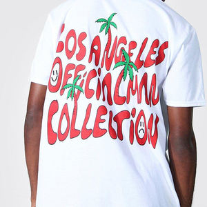 T-shirt uni 100% coton imprimé logo bouffant surdimensionné pour hommes Design à col rond vierge - Product Image 4