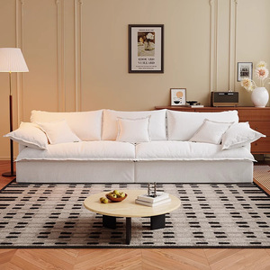 Modern Style <b>Cream</b> Linen Three Seat <b>Sofa</b> with Cotton Hemp Fabric Small Wind Design for Living Room - Product Image 4