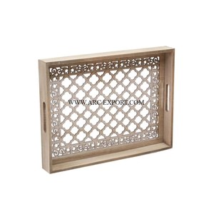 Elegante juego de bandejas de madera natural para servir, 2 tamaños diferentes con forma personalizada para fiestas y uso comercial - Product Image 5