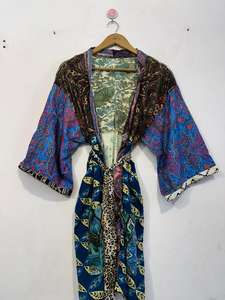 Comfortable <b>Hippie</b> Summer Wrap And Patchwork <b>Jacket</b> Boho Floral Printed Kimono Robe, <b>Hippie</b> Polyester Silk Kimono <b>Jacket</b> - Product Image 5