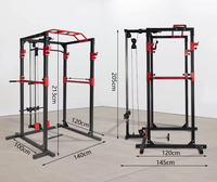 Jaula de Potencia Multifuncional de Metal Ajustable con Rack para Sentadillas, Barra de Dominadas, Estación de Fondos y Agarre para Remo, Máquina Multipower para Gimnasio en Casa