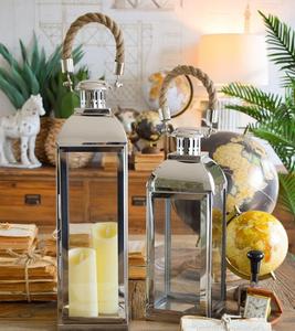 Linterna de acero inoxidable con acabado dorado para interiores contemporáneos e Ideas elegantes de decoración para bodas o fiestas - Product Image 2