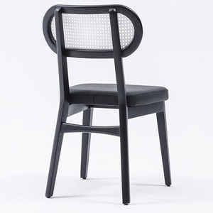 Chaise de salle à manger Derry en teck massif durable, finition marron, design scandinave, revêtement en lin pour la maison, le bureau, l'appartement, l'hôtel - Product Image 5