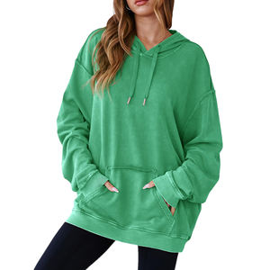 เสื้อสเวตเตอร์มีฮู้ดสไตล์วินเทจของผู้หญิงที่มีเชือกผูก-รูปทรงผ่อนคลายที่ทันสมัยเหมาะสำหรับการออกนอกบ้านแบบลำลองสวมใส่สบายอย่างมีสไตล์ - Product Image 1