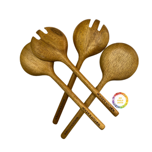 Set de 4 cuillères en bois naturel antiadhésif Ustensiles de cuisine en bois de teck pour la cuisine - Product Image 1