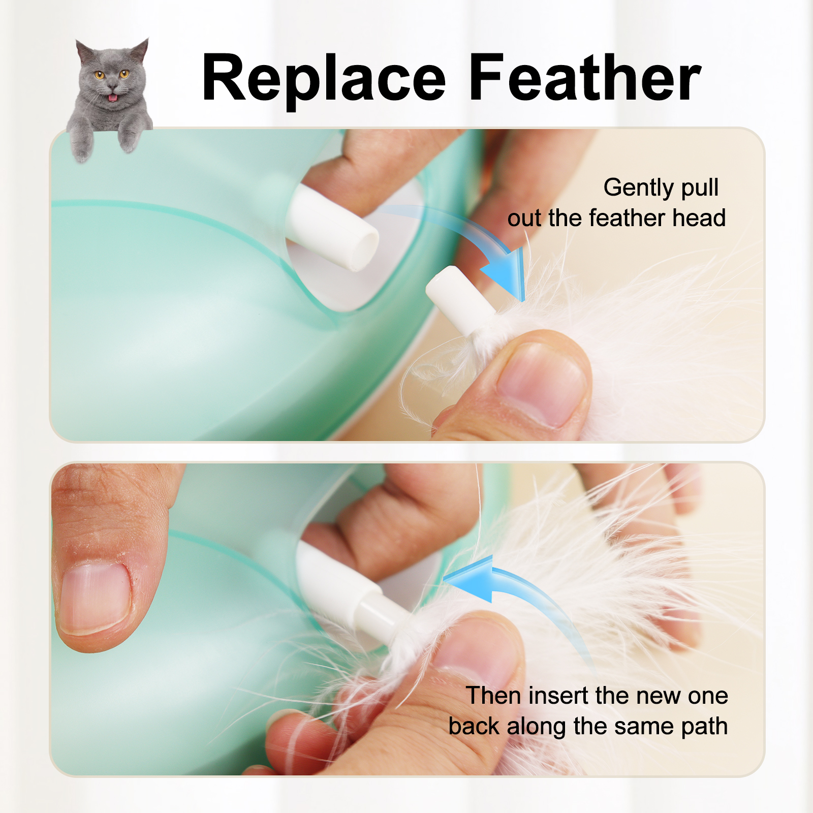 Furoclaw RTS Modern Sport Cat Interactive Toy - Electronic Feather Teaser for Indoor Cats