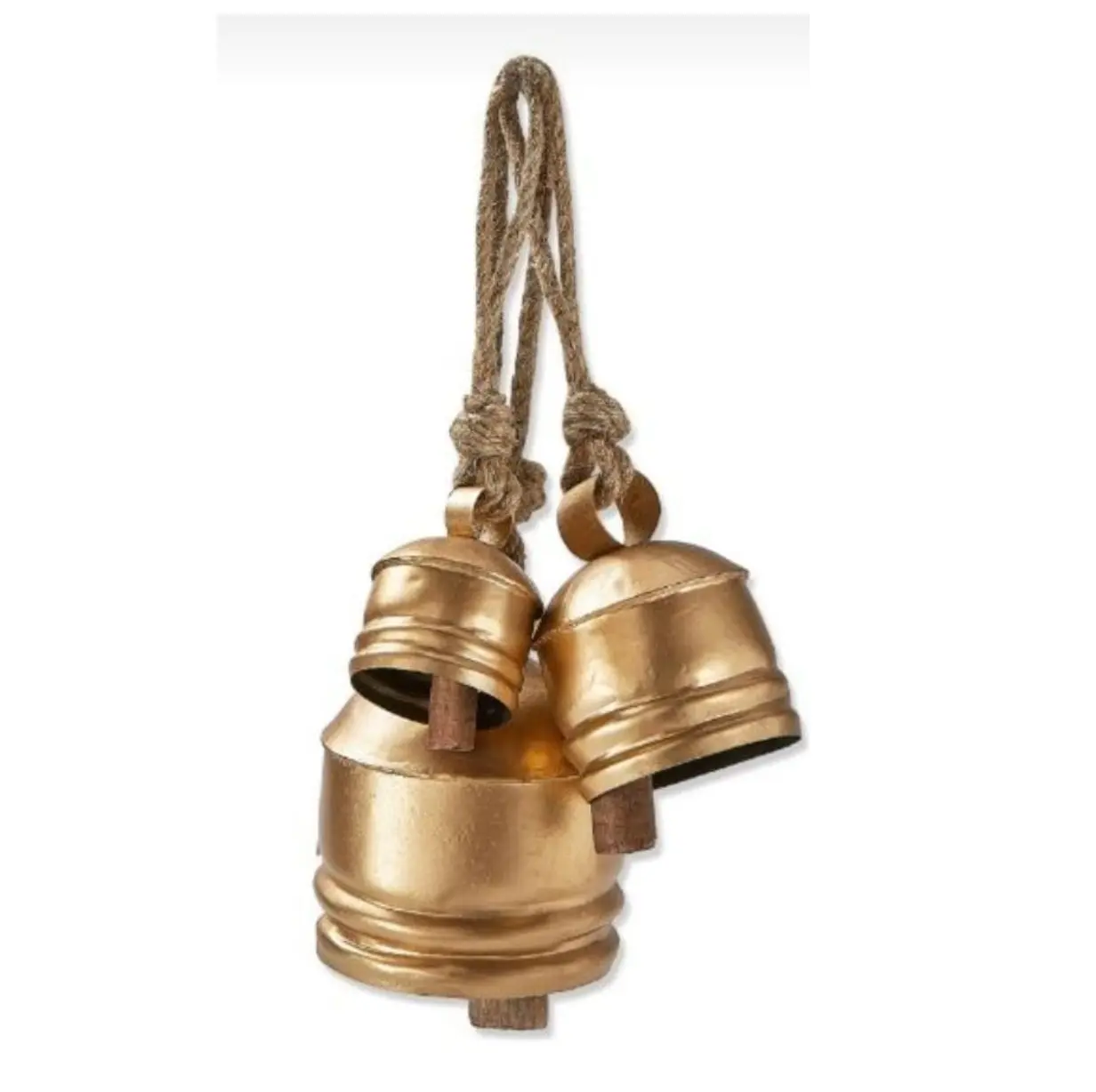 Cow Bells Decor Set Of 3 Metal Tibetan Inspired Meditation Harmony Decorative Cow Bells with Jute Hanging Rope