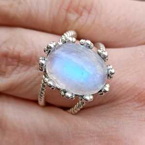 Rainbow Moonstone 925 Sterling Silver Handmade Statement Ring Men's Boho June Birthstone Jewelry Perfect Gift for Her Birthday - Product Image 5