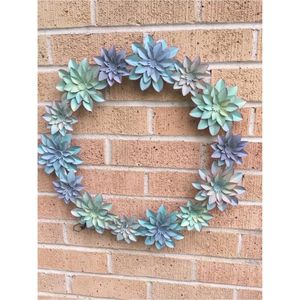 Rustic Shabby Chic Metal Rose <b>Wreath</b> Farmhouse Style Turquoise Iron Flower Wall Art <b>Decorative</b> Teal Floral for Weddings and Home - Product Image 3