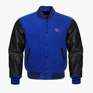 แจ็คเก็ตวาร์ซิตี้คุณภาพสูงสำหรับผู้ชายและผู้หญิง ปักด้วยไหมเชนิล แขนหนัง แจ็คเก็ตเบสบอลแบบกำหนดเอง แจ็คเก็ตวาร์ซิตี้ตัวอักษร - Product Image 1