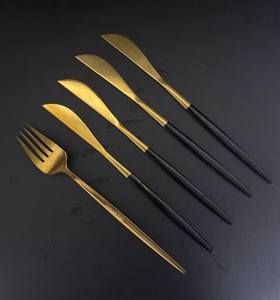 Juego de cubiertos modernos Cubiertos de acero inoxidable de la mejor calidad Pulido con espejo Chapado en oro Utensilio de cocina de metal duradero 2025 - Product Image 2