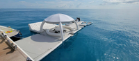 Plateforme aquatique gonflable géante commerciale, piscine flottante gonflable, quai de yacht, île flottante avec tente