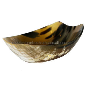 Bol de service en corne ovale, décoration intérieure, finition naturelle et bols colorés - Product Image 4