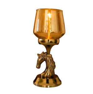 Hot Attractive Smoke <b>Glass</b> Candle <b>Holder</b> with Horse Design Wedding Decor Metal Luxury T Light Candleholder for Christmas Gift - Product Image 1