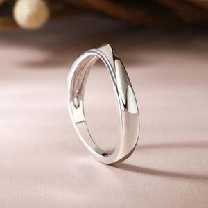 Sterling <b>Silver</b> Men's Band with Rhodium Plated Zircon <b>Wave</b> Design - Product Image 6