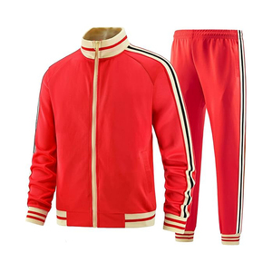 Ensemble de survêtement pour homme athlétique en tissu polyester avec fermeture éclair intégrale, tenue décontractée pour l'entraînement et le jogging - Product Image 2