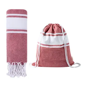 Serviette de plage en coton recyclé Praia, gadgets écologiques - Product Image 3