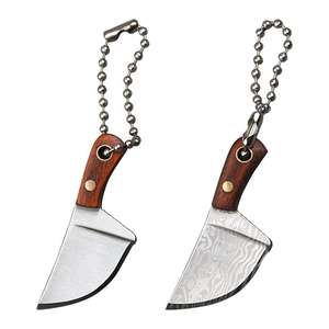 Couteau de poche pliant en acier inoxydable avec manche en bois, mini couteau porte-clés pour le camping, OEM - Product Image 2