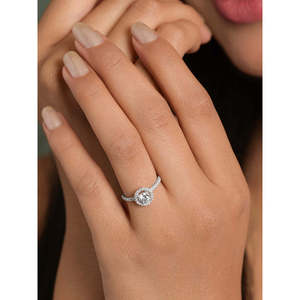 Anillos de Plata de Ley 925 de Primera Calidad para Mujer, con Patrón Geométrico de Diamantes, Platino Invisible, Certificado IGI, para Promesas - Product Image 4