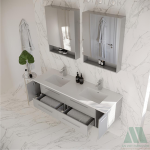 Gabinetes de madera de estilo moderno Uso de hotel Cocina y baño Listo para montar Elegante Lavabo Resistente al agua Diseño OEM/ODM - Product Image 2