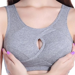 Sujetadores deportivos de talla grande para mujer, algodón a prueba de golpes, transpirable, sin costuras, Bralette, ropa interior cómoda y sencilla para dormir - Product Image 1