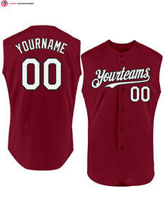 Maillot de baseball sans manches personnalisable et respirant, gilet boutonné sur toute la longueur, logo personnalisé, numéro imprimé, design personnalisé, couleur et taille au choix - Product Image 3