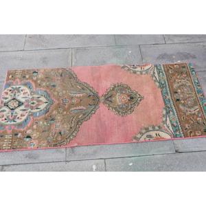 Tapis turc vintage, tapis de 2x4,5 pieds, tapis rayé rouge et bleu - Product Image 4