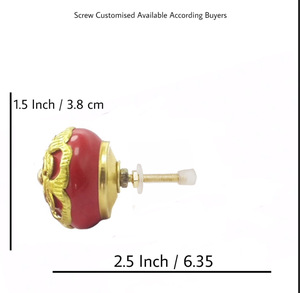 ลูกบิดเซรามิกสีแดงลายดอกไม้สีทองทองเหลืองแบบดึงลิ้นชักประตูแบบอุตสาหกรรมลูกบิดแบบดึงสำหรับรับประทานอาหารในห้องนอน - Product Image 3
