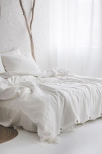 Natural Comforter Cover Handcrafted White Linen <b>Bedding</b> <b>Set</b>-3-Piece Soft Washed Linen Duvet for King Twin Sizes for Weddings - Product Image 4