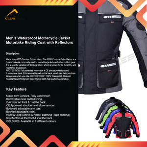 Veste de moto pour homme à capuche, imperméable, respirante, à séchage rapide, épaisse, avec logo sur le devant et caractéristiques de sécurité - Product Image 5